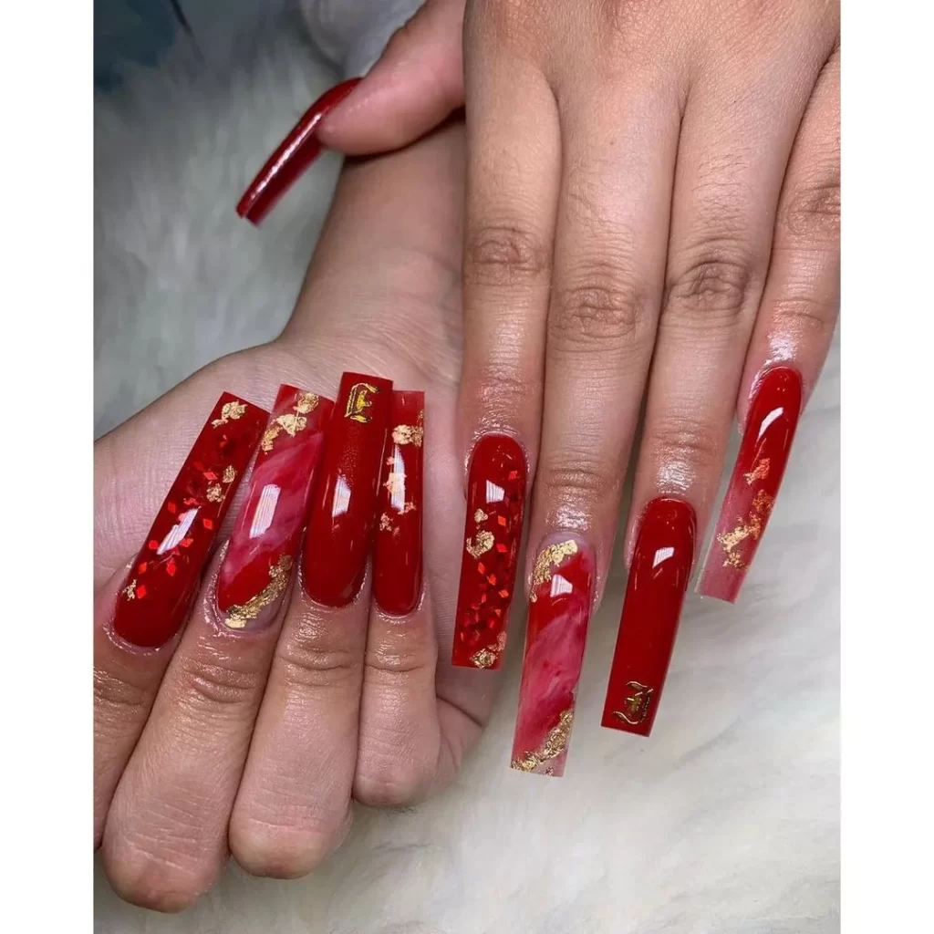 Glossy Extra Long Coffin Nail Designs