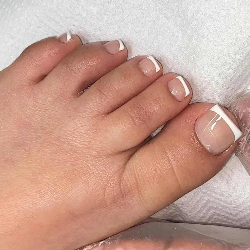 French Tip Overlay On Natural Toe Nails