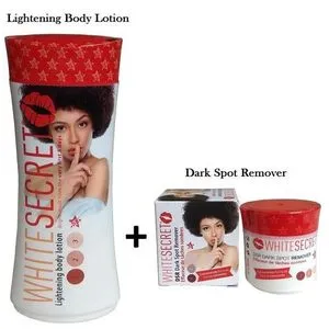 White secret lightening body lotion and dark spot remover