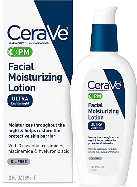 CeraVe PM Facial Moisturizing Lotion | Night Cream with Hyaluronic Acid and Niacinamide | Ultra-Lightweight, Oil-Free Moisturizer for Face